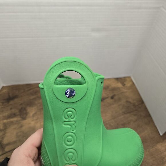 Crocs Handle It Rain Boots Green Waterproof Slip On Kids Shoe Size C7 - Picture 4 of 5